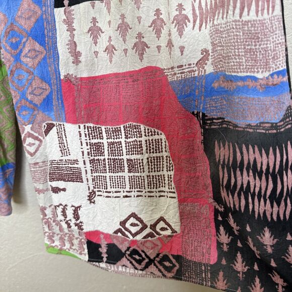 Jams World Size L Cropped Pants Patchwork Multicolored Pull On Elastic Waist - Picture 3 of 12